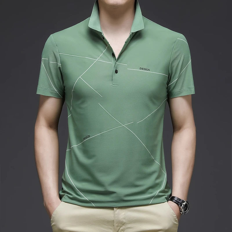 2024 Summer New Men's Printed Short Sleeved POLO Shirt Comfortable and Cool Casual Fashion T-shirt