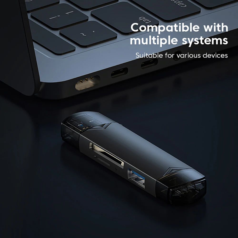 6 in 1 USB 3.0 Card Reader OTG Adapter For iPhone 15 Pro Max Xiaomi 14 Samsung Camera SD TF High-speed Transmission Accessories