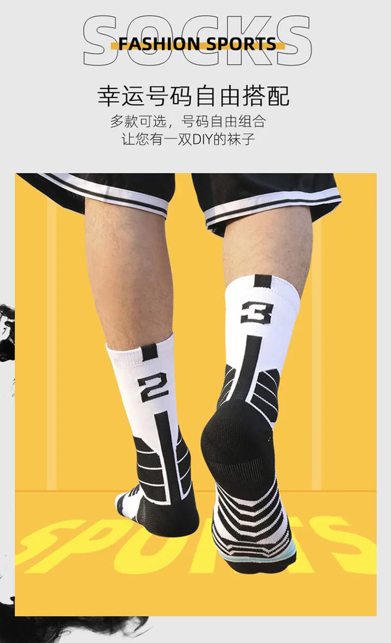 High Quality Elite Basketball Socks Compression Men's Cycling Socks With Number Adults Towel Bottom Outdoor Sports Socks Unisex