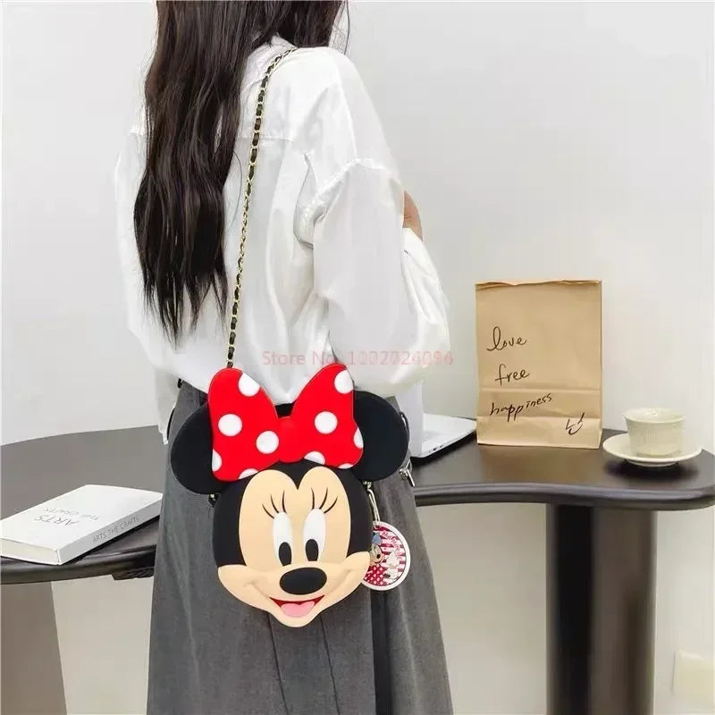 Original Disney Anime Kawaii Minnie Mickey Mouse Silicone One Shoulder Bag Leisure Fashion Zero Purse Birthday Gift For Girl