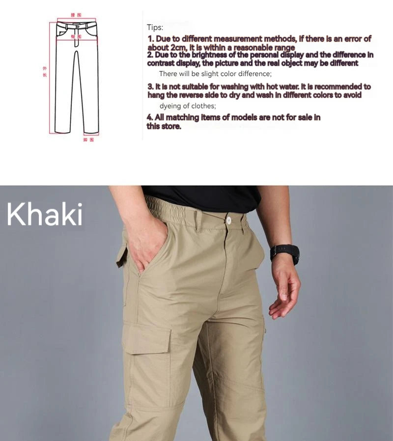 Men City Pants Cargo Trousers Multi-pocket Waterproof Wear-resistant Casual Training Overalls Fat Cargo Quick Dry Pants