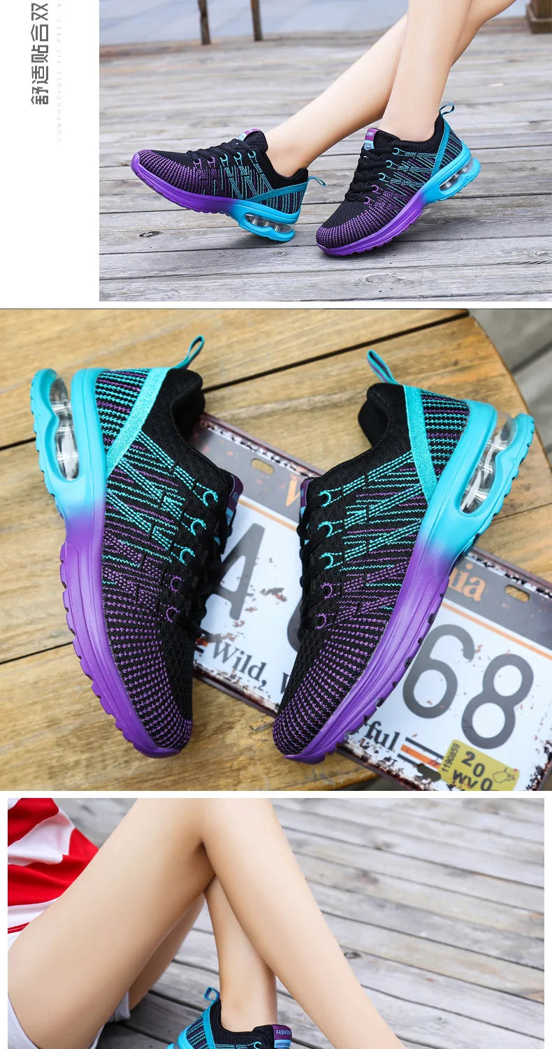 2023 New Running Shoes Breathable Outdoor Sneakers Women's Lightweight Air Cushion Sneakers Comfortable Sports Training Shoes