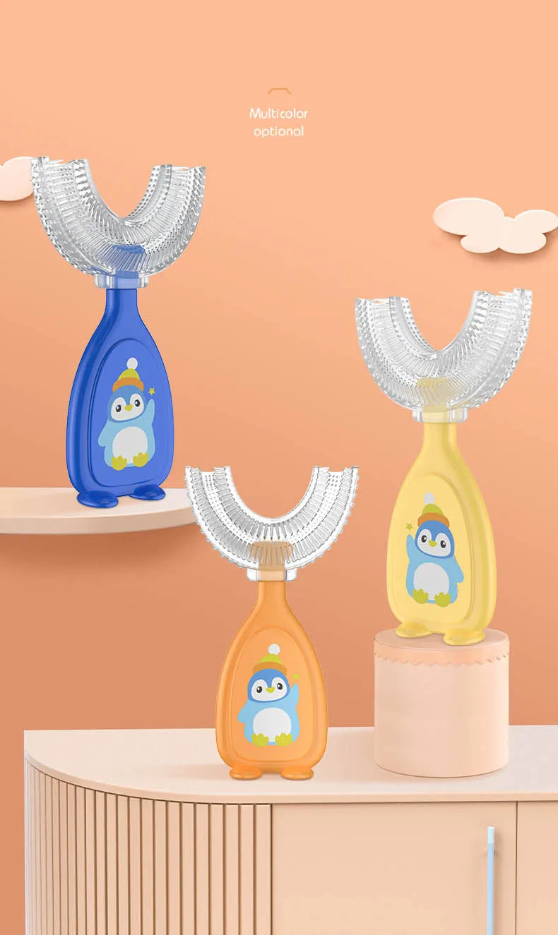 Kids Toothbrush U-Shape 360 Degree Infant Teether Baby Toothbrush Children Silicone Brush For Toddlers Oral Care Cleaning