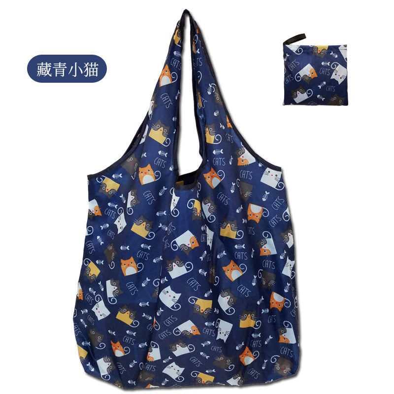 Foldable Shopper Bag Portable Eco Bag Large-Capacity Supermarket Shopping Tote Bags Women Shoulder Bag Household Products