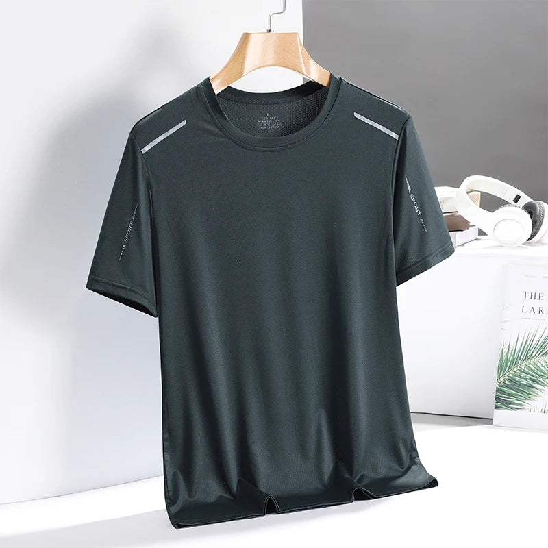 2024 Sports T-shirt for Running Men Short Sleeved Ice Silk Summer Top Quick Drying Basketball Fitness Polo T Shirt for Men