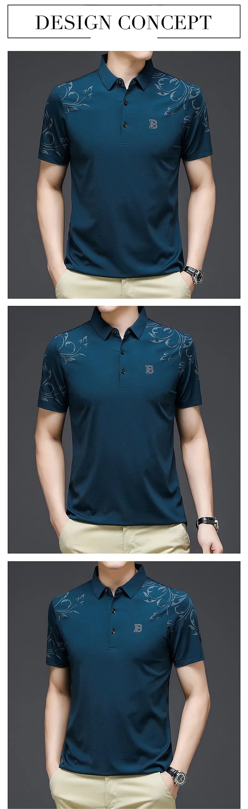 2024 New Fashion Men's Polo Shirt Short Sleeve Letter Printed Summer Shirt Solid Loose Fit Polo Shirt for Male Clothing