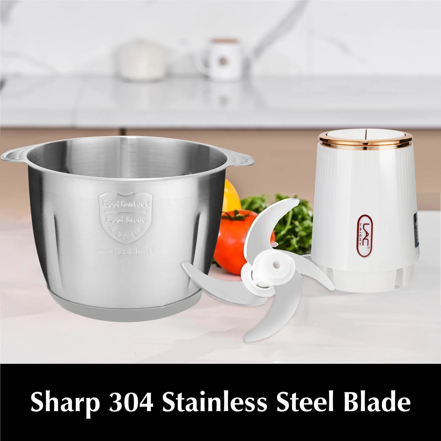 LAC Household Kitchen White 3L Mixer Commercial Electric Meat Beater Multi-function Grinder Detachable Blade With Safety Lock