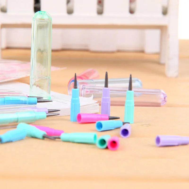4pcs Non Sharpening Pencils Kawaii Mechanical Pencils for Kids Automatic Pens Replaceble Refills Korean Stationery School Office