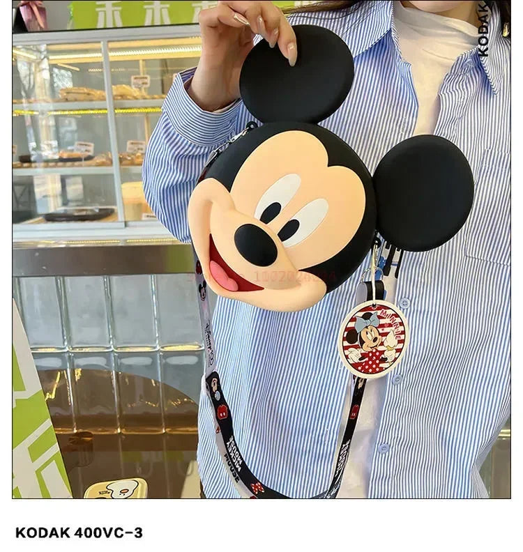 Original Disney Anime Kawaii Minnie Mickey Mouse Silicone One Shoulder Bag Leisure Fashion Zero Purse Birthday Gift For Girl