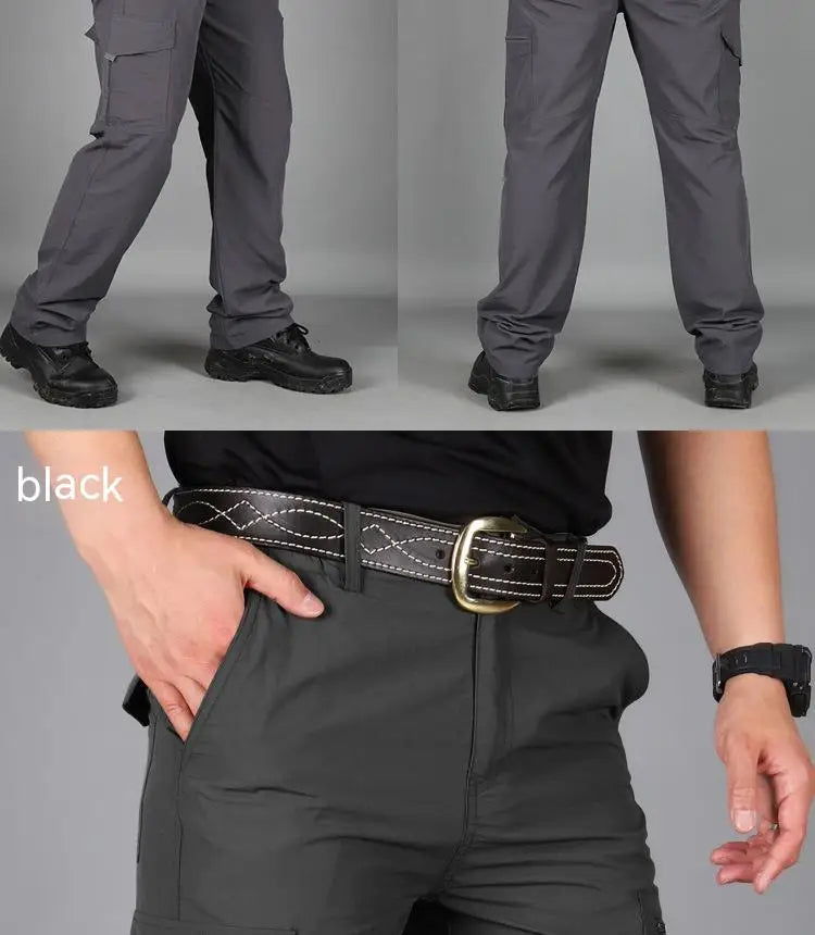 Men City Pants Cargo Trousers Multi-pocket Waterproof Wear-resistant Casual Training Overalls Fat Cargo Quick Dry Pants
