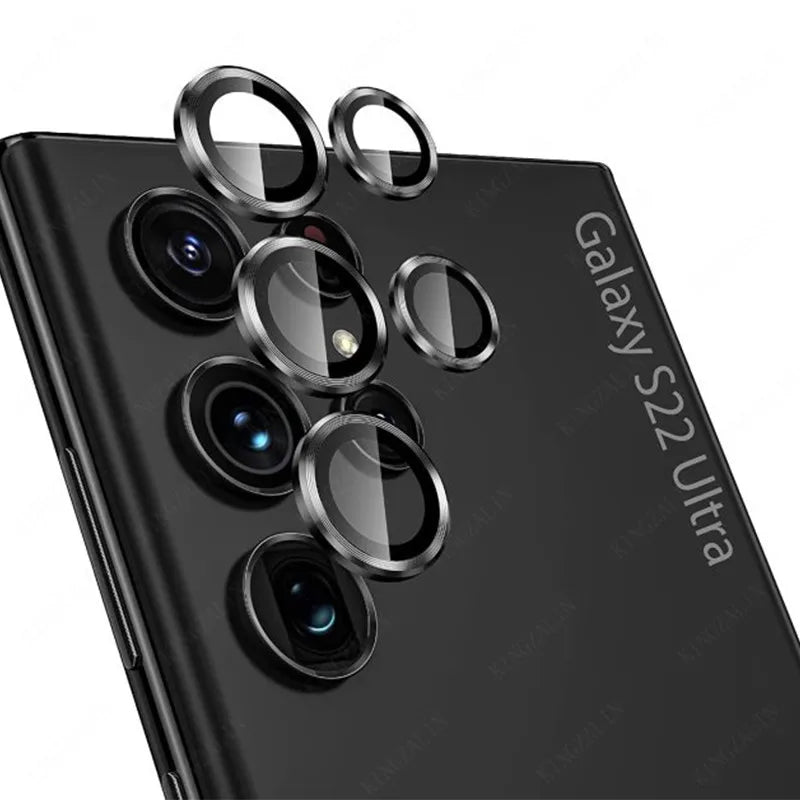 Camera Lens Glass for Samsung S22 Ultra 5G Metal Lens Ring Tempered Glass for Samsung Galaxy S23 S22 Ultra 5G Camera Lens Cover