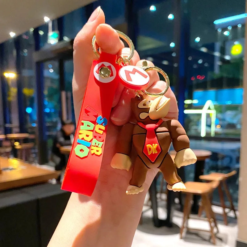 Super Mario Bros Game Stitch Disney Keychain wonder Action Figure Toy PVC Silicone Pendant Car Cartoon Bag Pendant Jewelry Gifts