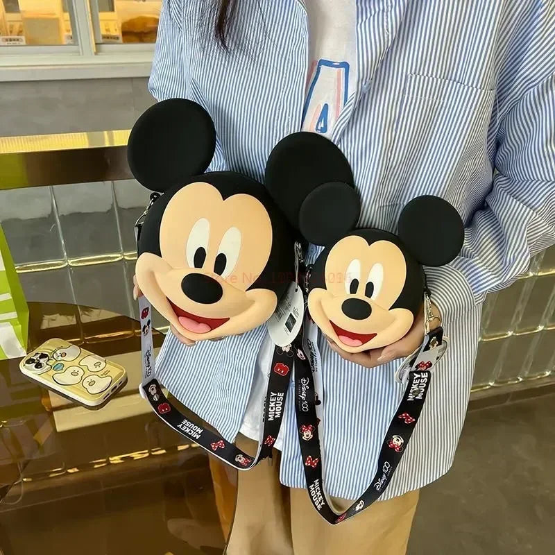 Original Disney Anime Kawaii Minnie Mickey Mouse Silicone One Shoulder Bag Leisure Fashion Zero Purse Birthday Gift For Girl