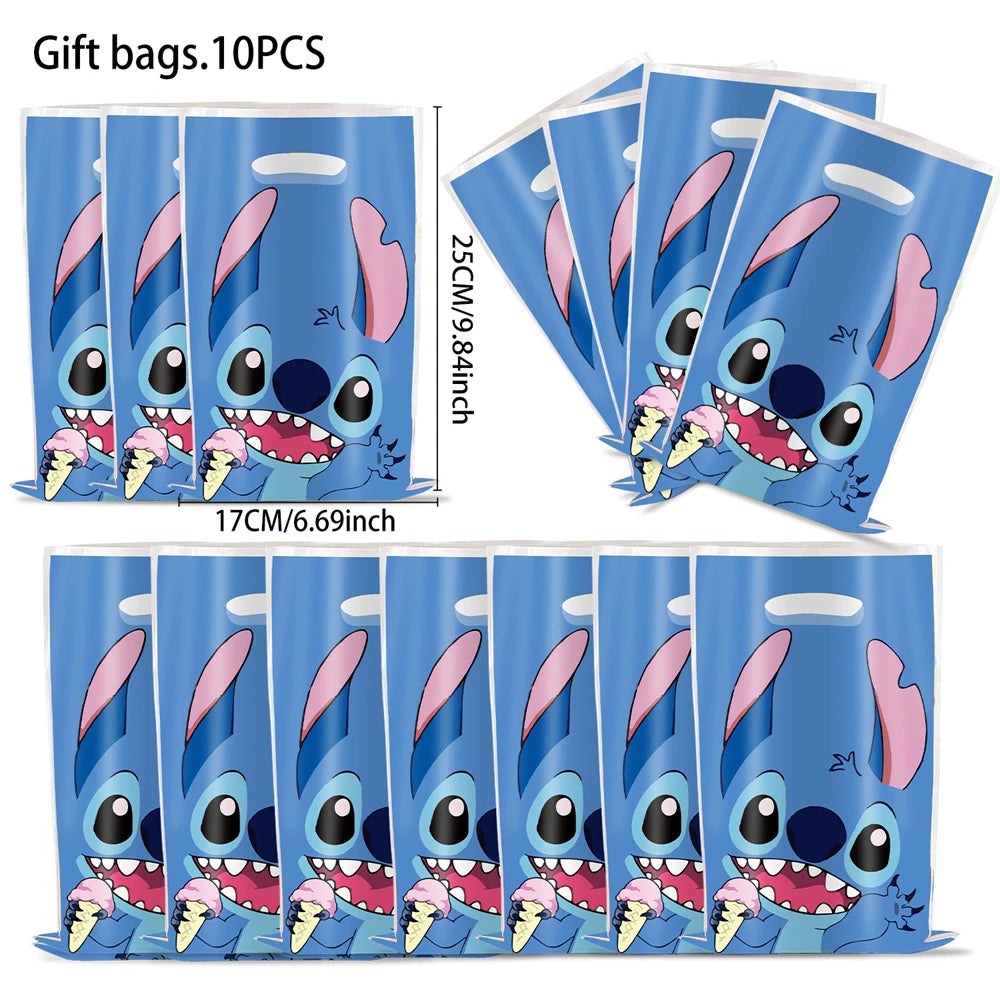 10pcs Loli Stitch Party Gift Bags Couple Stitch Candy Bags Child Party Loot Bags Boy Girl Birthday Party Favors Supplies Decor