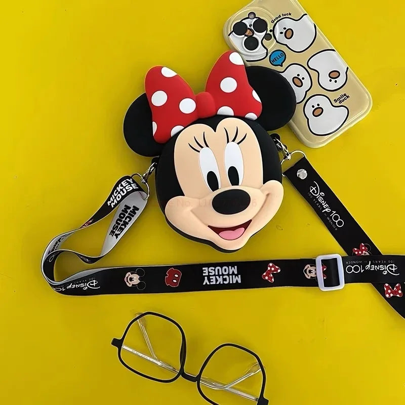 Original Disney Anime Kawaii Minnie Mickey Mouse Silicone One Shoulder Bag Leisure Fashion Zero Purse Birthday Gift For Girl