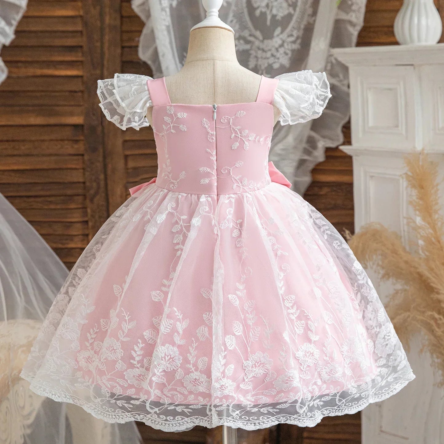 Toddler Baby Girl Dress Newborn Infant Baptism Birthday Dress Butterfly Tutu Princess Dress Baby Girls Wedding Party Gown 1-5Yrs