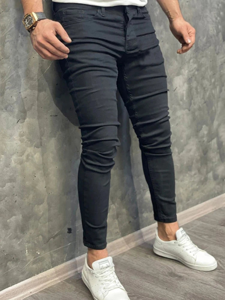 Fashion Men Casual Pants Stretch Jeans Skinny Vintage Wash Plus Size Jean Slim Clothing Male High Quality Hip Hop Denim Trousers