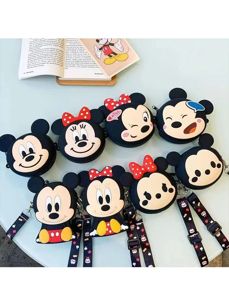Disney Anime Mickey Minnie Mouse Series Kawaii Silicone Bag Mini Messenger Bag Children Coin Purse Toys Girls Christmas Gift