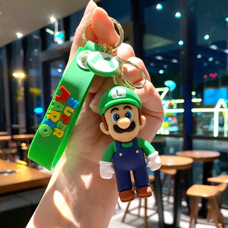 Super Mario Bros Game Stitch Disney Keychain wonder Action Figure Toy PVC Silicone Pendant Car Cartoon Bag Pendant Jewelry Gifts