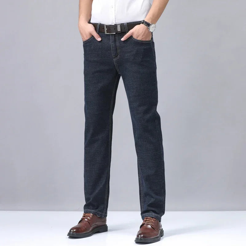 Casual Men Classic Business Jeans 2024 Summer Autumn Slim Stretch Denim Trousers Male High Quality Luxury Pants Brand Clothing