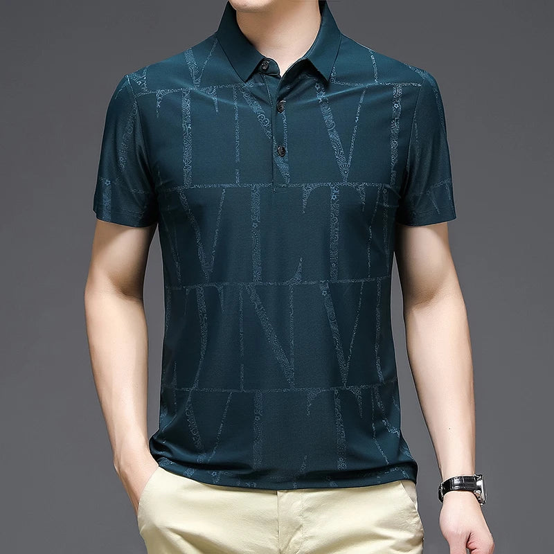 2024 Summer New Men's Printed Short Sleeved POLO Shirt Comfortable and Cool Casual Fashion T-shirt