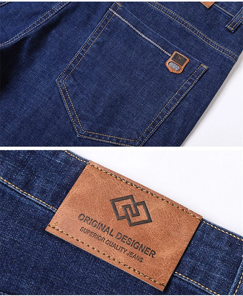 Casual Men Classic Business Jeans 2024 Summer Autumn Slim Stretch Denim Trousers Male High Quality Luxury Pants Brand Clothing