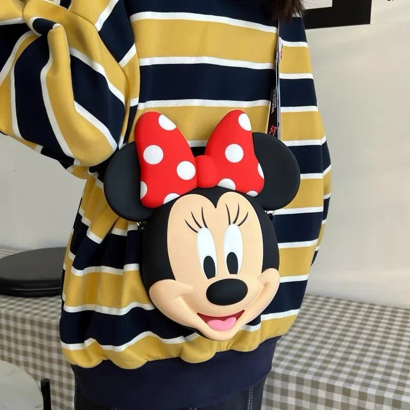 Original Disney Anime Kawaii Minnie Mickey Mouse Silicone One Shoulder Bag Leisure Fashion Zero Purse Birthday Gift For Girl