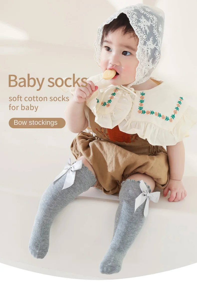 Baby Socks Big Bow Girls Student Princess Socks Children Kids Boys Cotton Toddler Stockings Infant Accessories Newborn Clothes