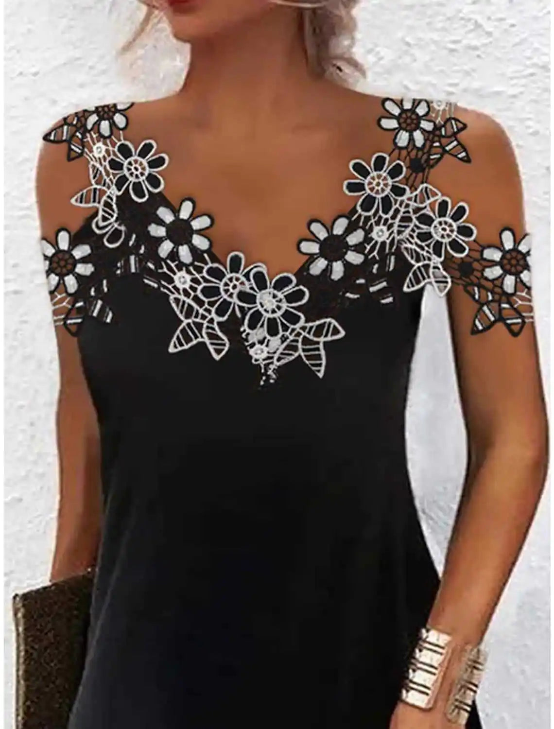 Summer Luxury Black Dress Women Flower V Neck Mini Dress Lady Birthday Party Dress Clothes