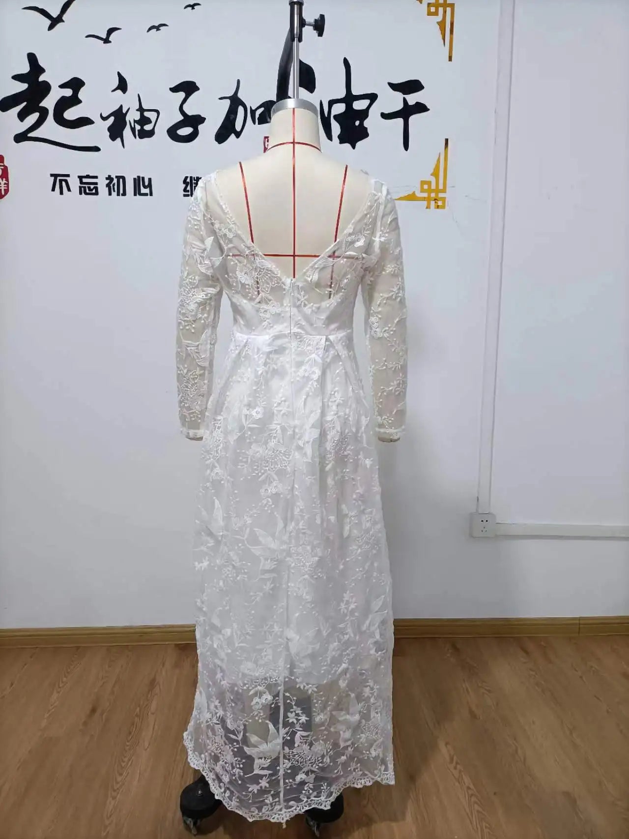 Women Lace Long Sleeve Off Shoulder White Bridal Wedding Dress Gown High Waist Loose Summer Dress Floor Length Evening