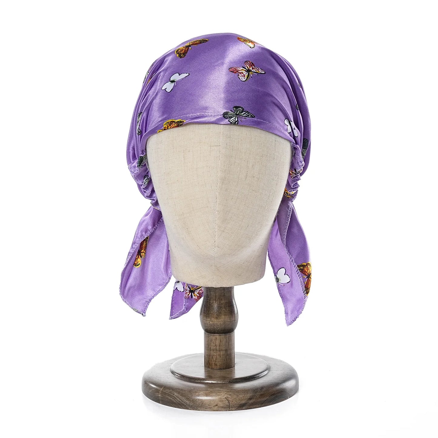 New Women Luxury Satin Sleeping Bonnets Night Sleep Caps Ladies Headwrap Printed Stretch Beanie Cap Hair Care Head Cover
