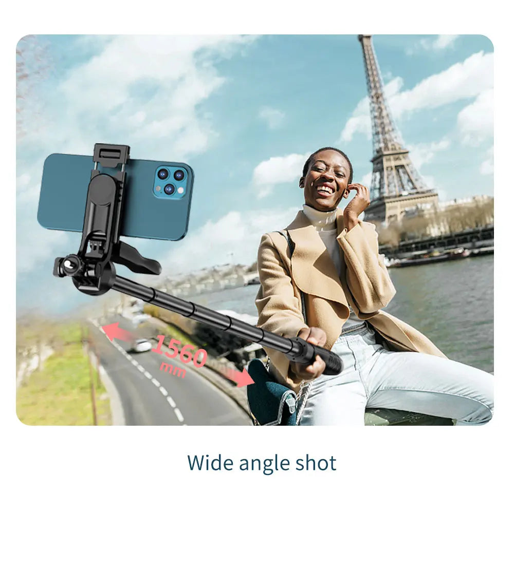1530mm Wireless Selfie Stick Tripod Stand Foldable Monopod With Led Light For Smartphones Balance Steady Shooting Live