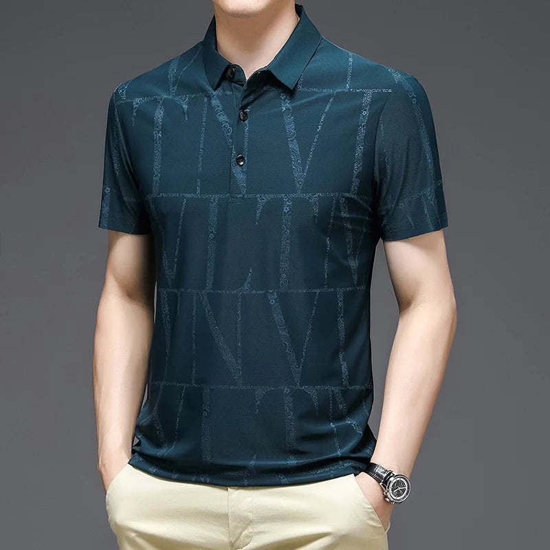2024 Summer New Men's Printed Short Sleeved POLO Shirt Comfortable and Cool Casual Fashion T-shirt