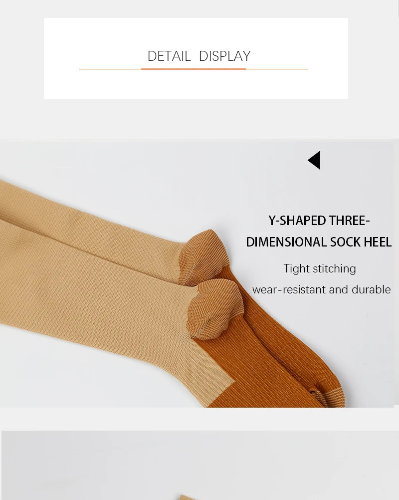 Long tube socks solid color sports pressure socks elastic socks copper compression socks on the soles outdoor cycling socks