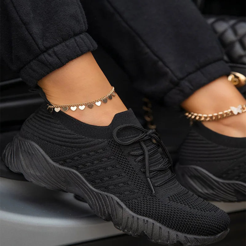 Women Sneakers Casual Shoes Comfortable Mesh Lace-Up Ladies Sport Shoes Wedges Chunky Women's Vulcanized Shoes Females Sneakers