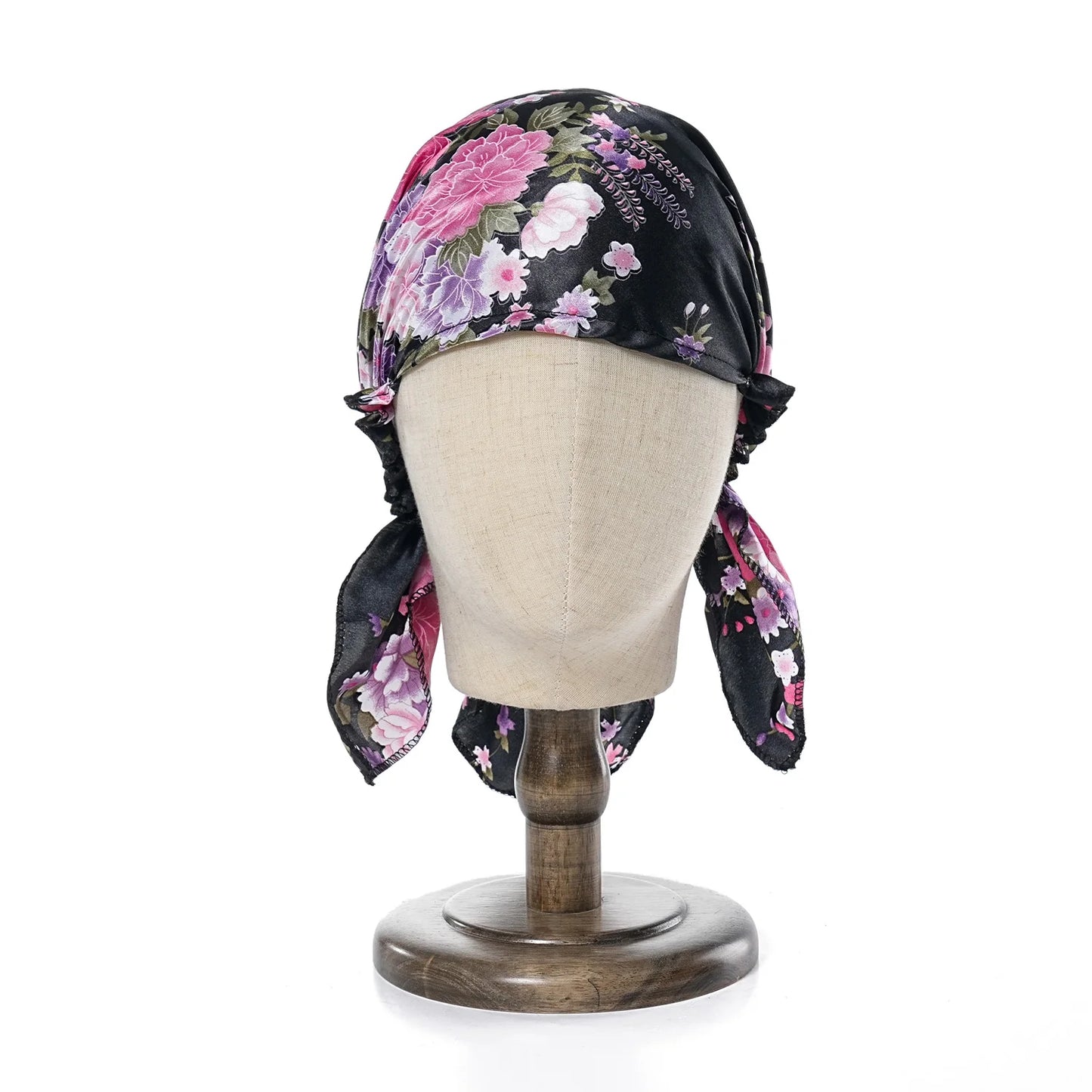 New Women Luxury Satin Sleeping Bonnets Night Sleep Caps Ladies Headwrap Printed Stretch Beanie Cap Hair Care Head Cover