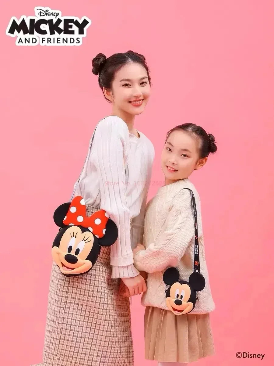Original Disney Anime Kawaii Minnie Mickey Mouse Silicone One Shoulder Bag Leisure Fashion Zero Purse Birthday Gift For Girl