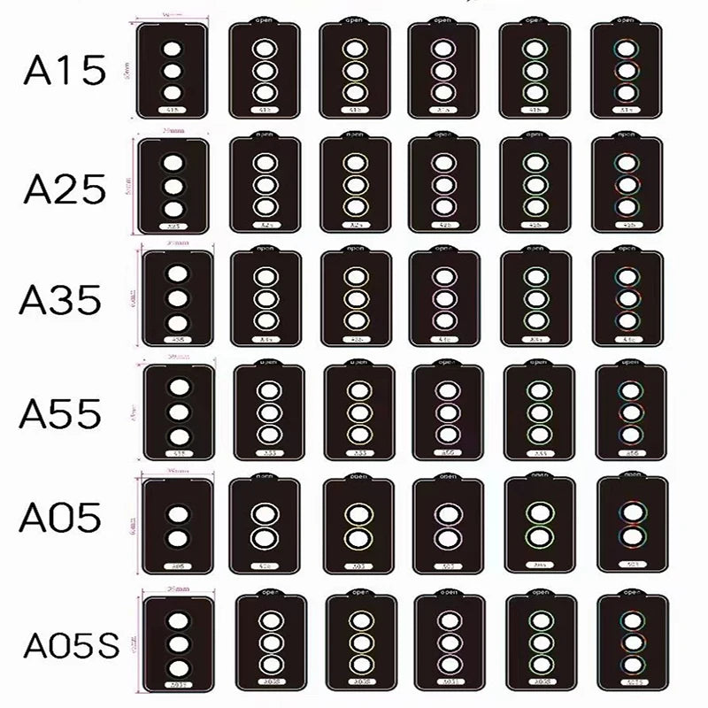 Camera Lens Protector Glass for Samsung A54 A24 A14 A34 5G Full Cover Lens Metal Protector Ring for Galaxy A55 A35 A15 A05 A05S