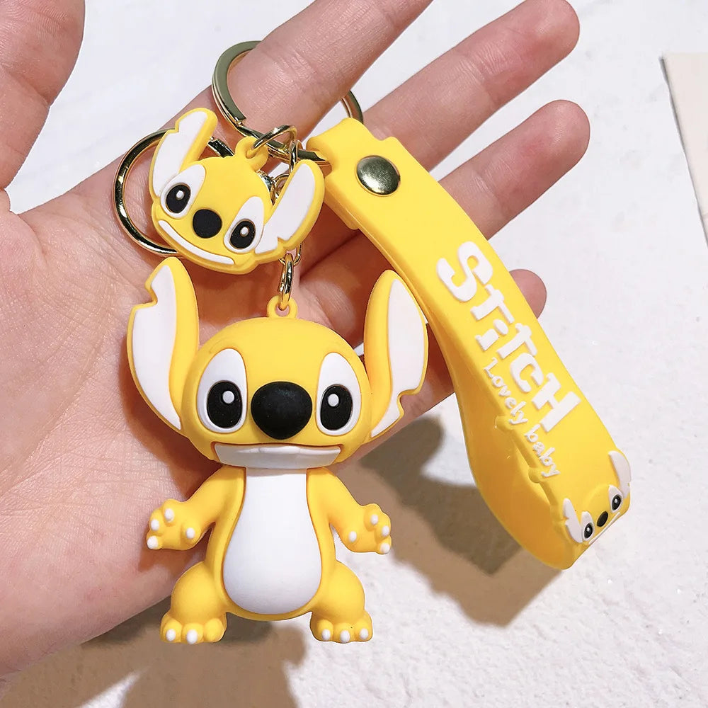 Super Mario Bros Game Stitch Disney Keychain wonder Action Figure Toy PVC Silicone Pendant Car Cartoon Bag Pendant Jewelry Gifts