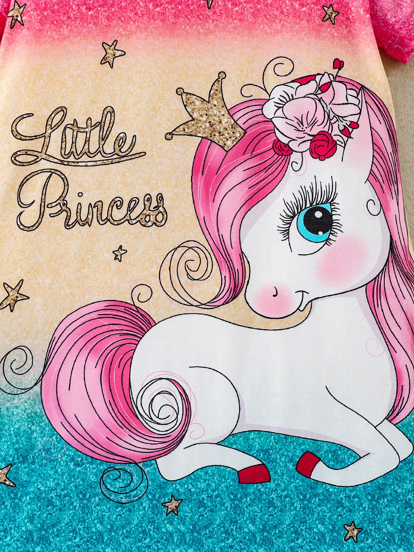 Kids Young Girl Unicorn & Letter Graphic Tee Dress
