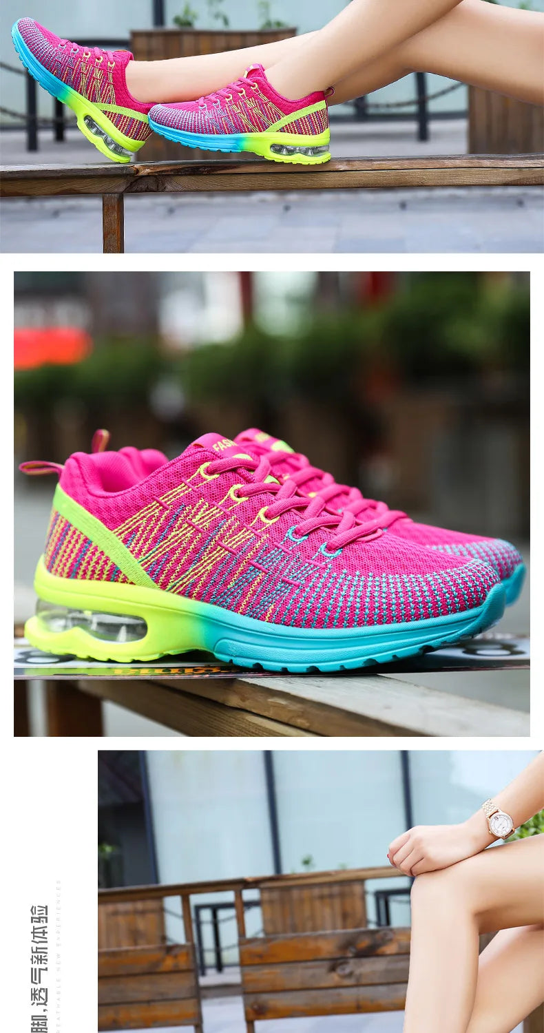 2023 New Running Shoes Breathable Outdoor Sneakers Women's Lightweight Air Cushion Sneakers Comfortable Sports Training Shoes