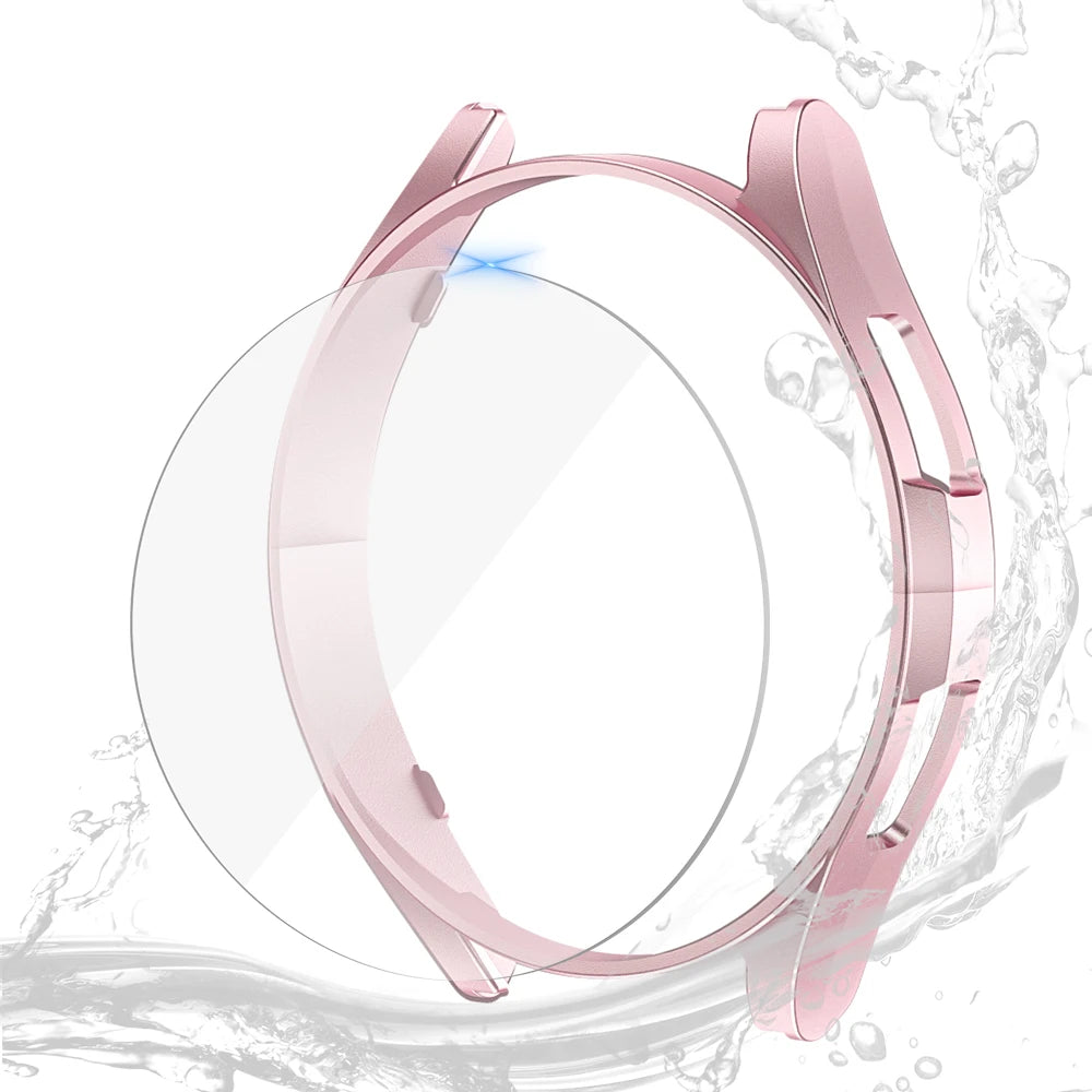 Glass+Case for Samsung Galaxy Watch 6 40mm 44mm,PC Matte Cover Protective Bumper Shell for Galaxy Watch 6 Classic 43mm 47mm
