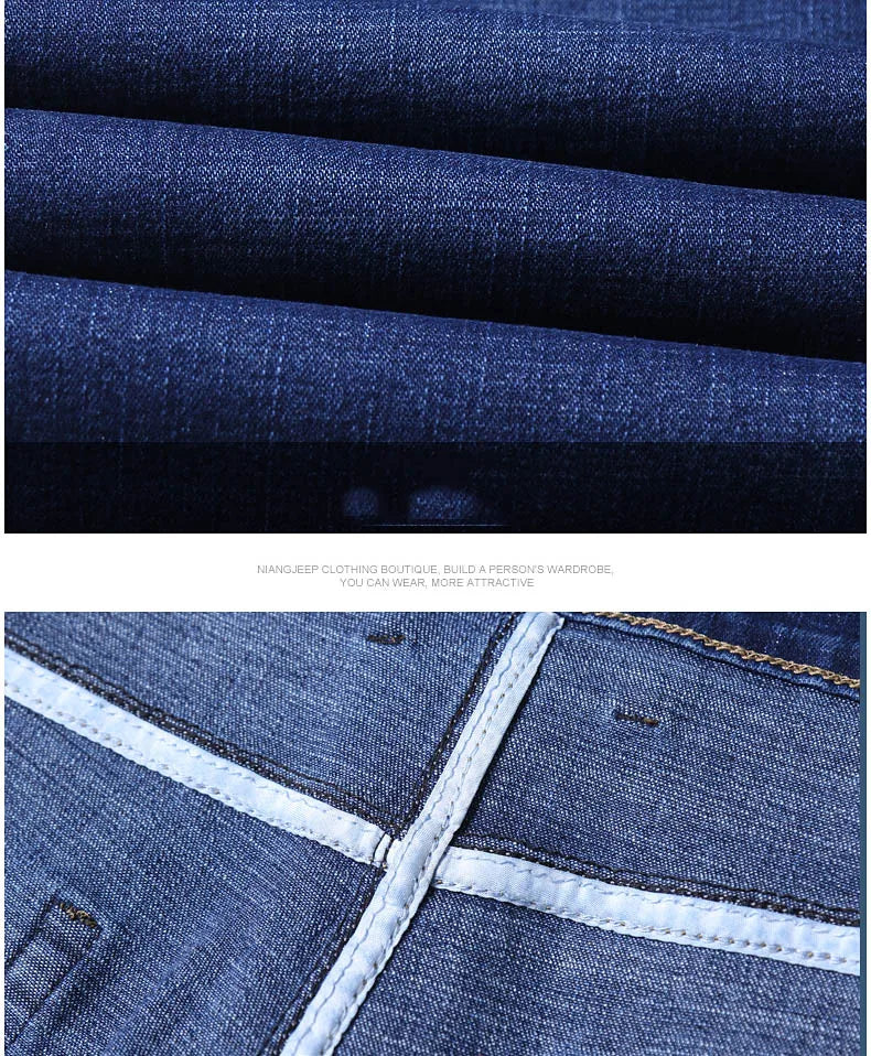2024 New Men Classic Style Luxury Brand High-Quality Jeans Business Casual Stretch Slim Denim Pants Fashion Blue Black Trousers