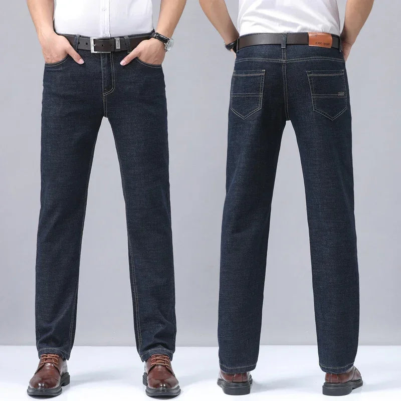 Casual Men Classic Business Jeans 2024 Summer Autumn Slim Stretch Denim Trousers Male High Quality Luxury Pants Brand Clothing