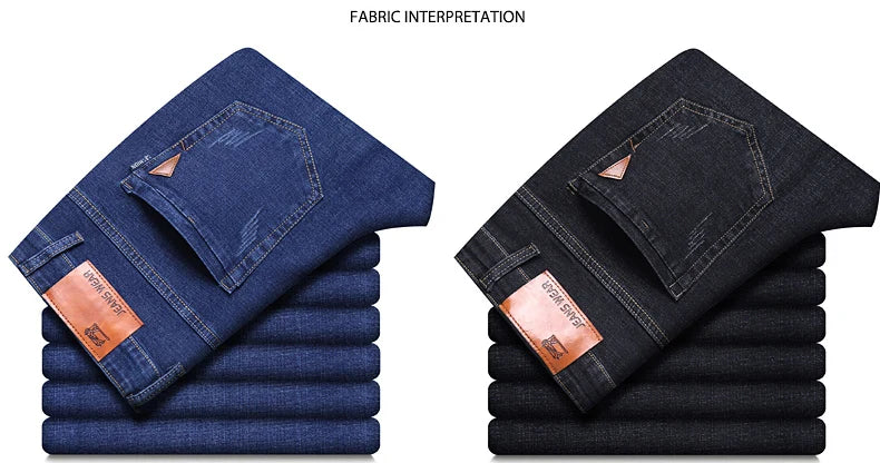 Men Fashion Straight Jeans Men 2024 New Stretch Slim Fit Pants Comfortable Soft Business Denim Trousers Male Brand Clothing