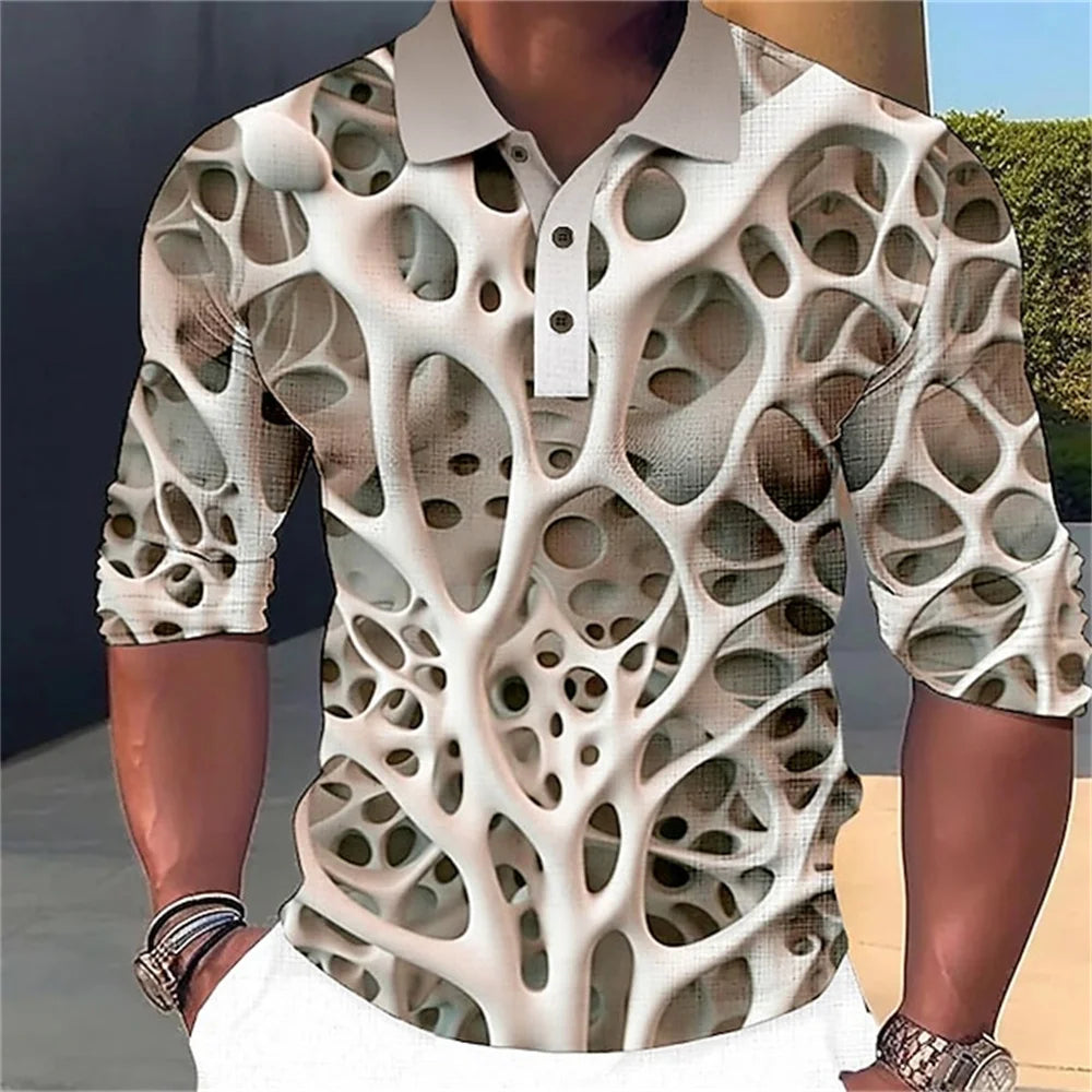 Fashion Men's Polo Shirt 3D Stripe T-Shirt Tops Summer Short Sleeve Polo Shirt Colorful Pattern Tees Casual Men's Clothing