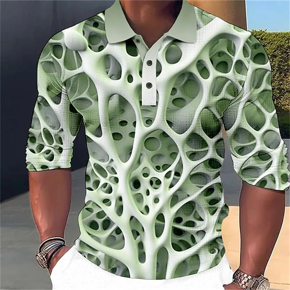 Fashion Men's Polo Shirt 3D Stripe T-Shirt Tops Summer Short Sleeve Polo Shirt Colorful Pattern Tees Casual Men's Clothing
