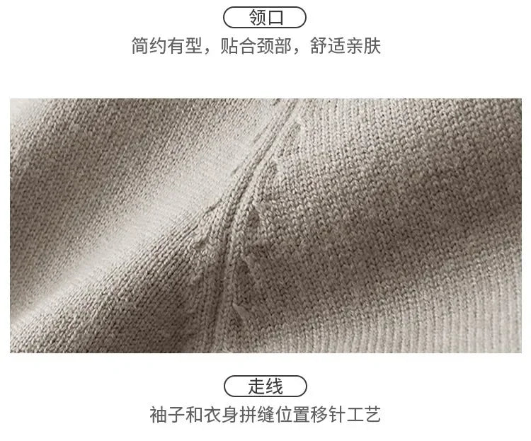 Luxury Brand Men's Mock Collar 100% Pure Woolen Sweater Tops Autumn Winter Cashmere Sweater Pullover Male Warm Knitwear Sweater