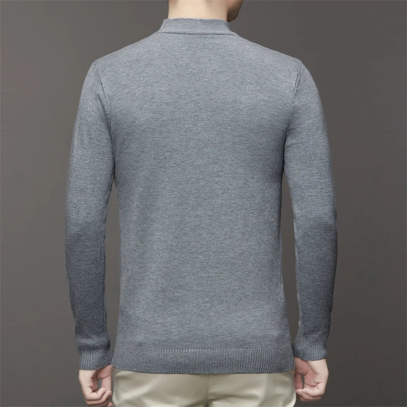 7 Colour Men's Half High Neck Long Sleeved Solid Color Sweater Soft, Warm and Comfortable Top with a Base