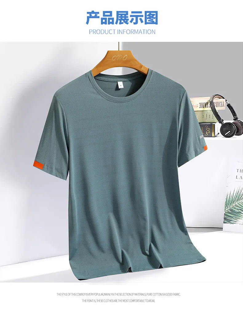 Fashion T-Shirts Men Summer Fast Dry Solid Basic Tshirts Male Tee Shirt Youth Good Quality Camping Top Clothing Plus Size M-5XL
